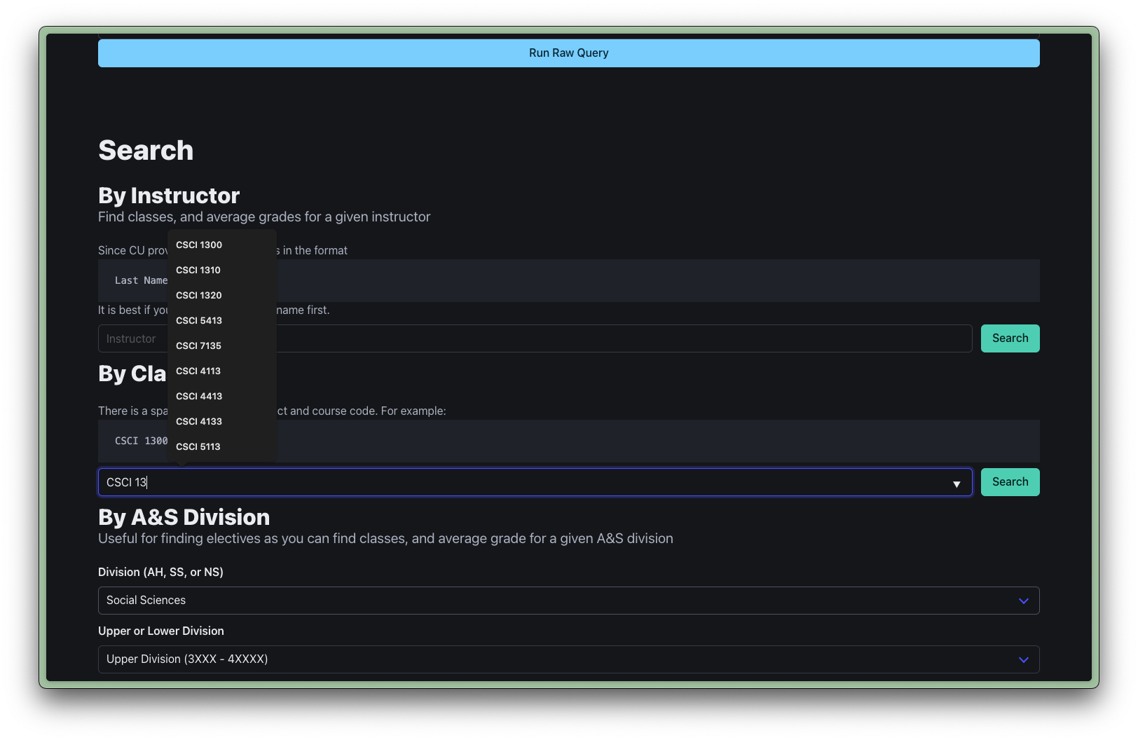 Screenshot of datalist using Arc Browser on macOS