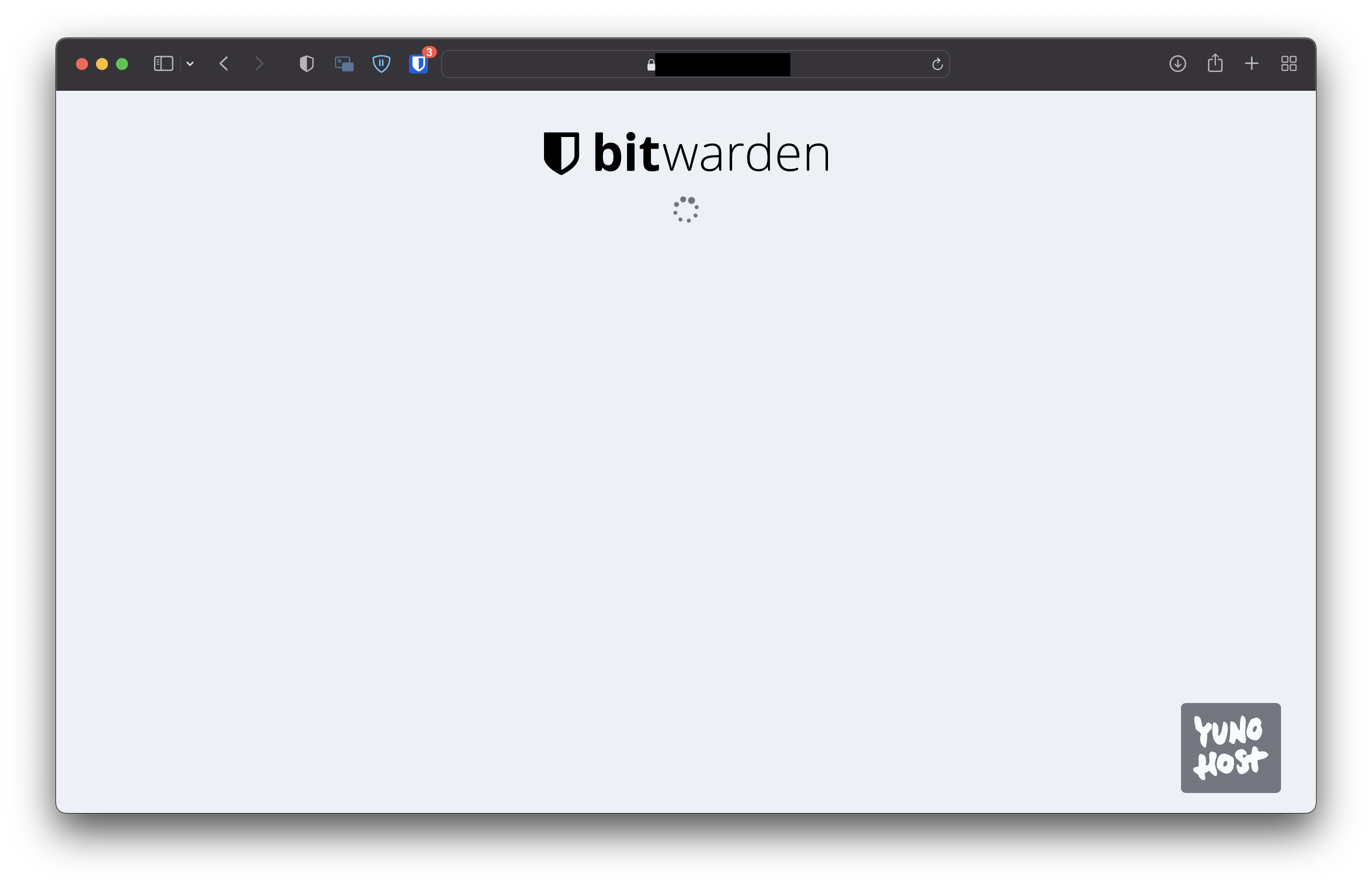 Screenshot of Vaultwarden loading screen